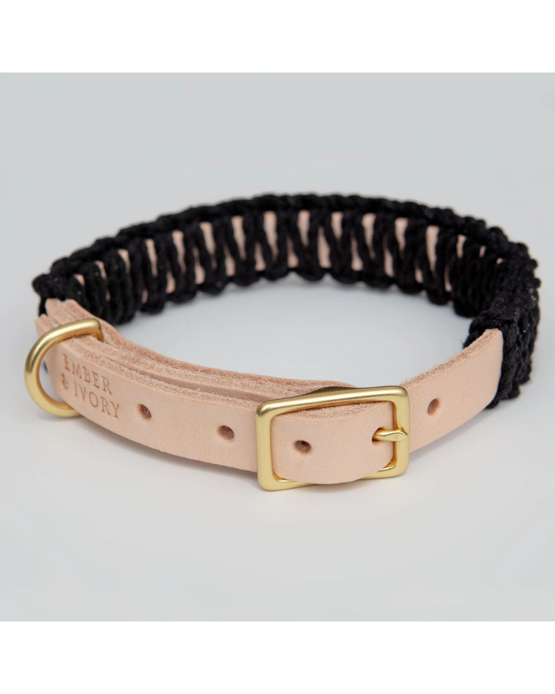 Natural leather dog collar best sale