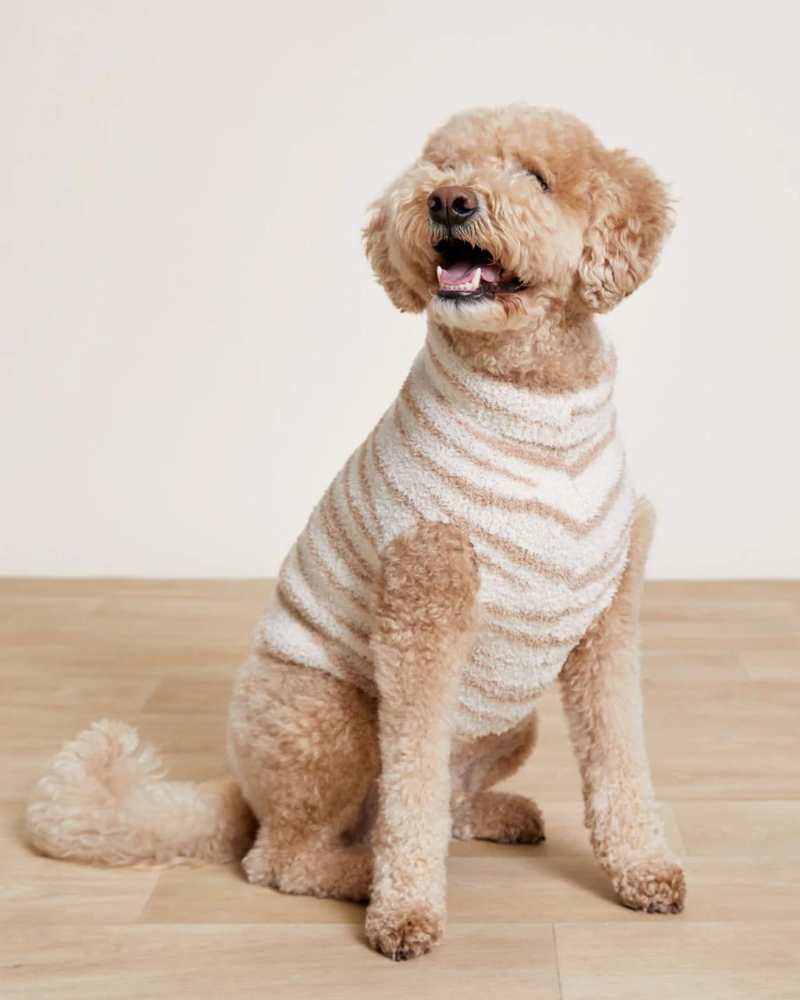 CozyChic Dog Sweater in Cream Tan Tiger Stripes