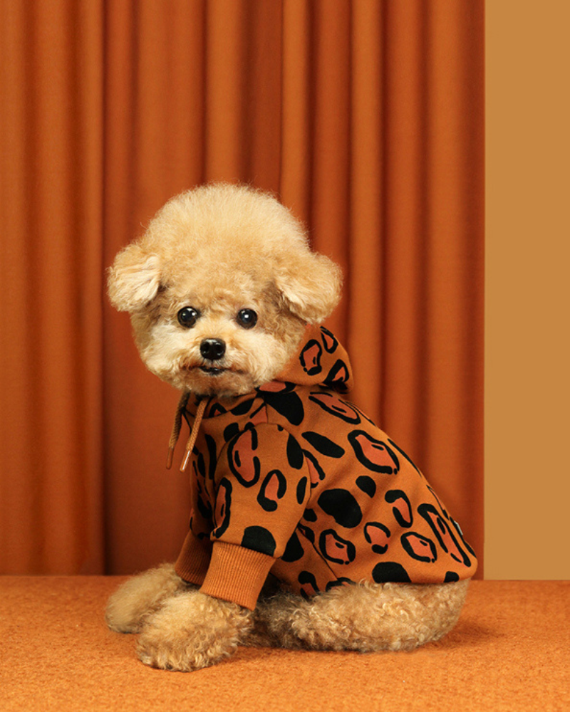 HUTS BAY Animal Print Dog Hoodie in Brown DOG CO