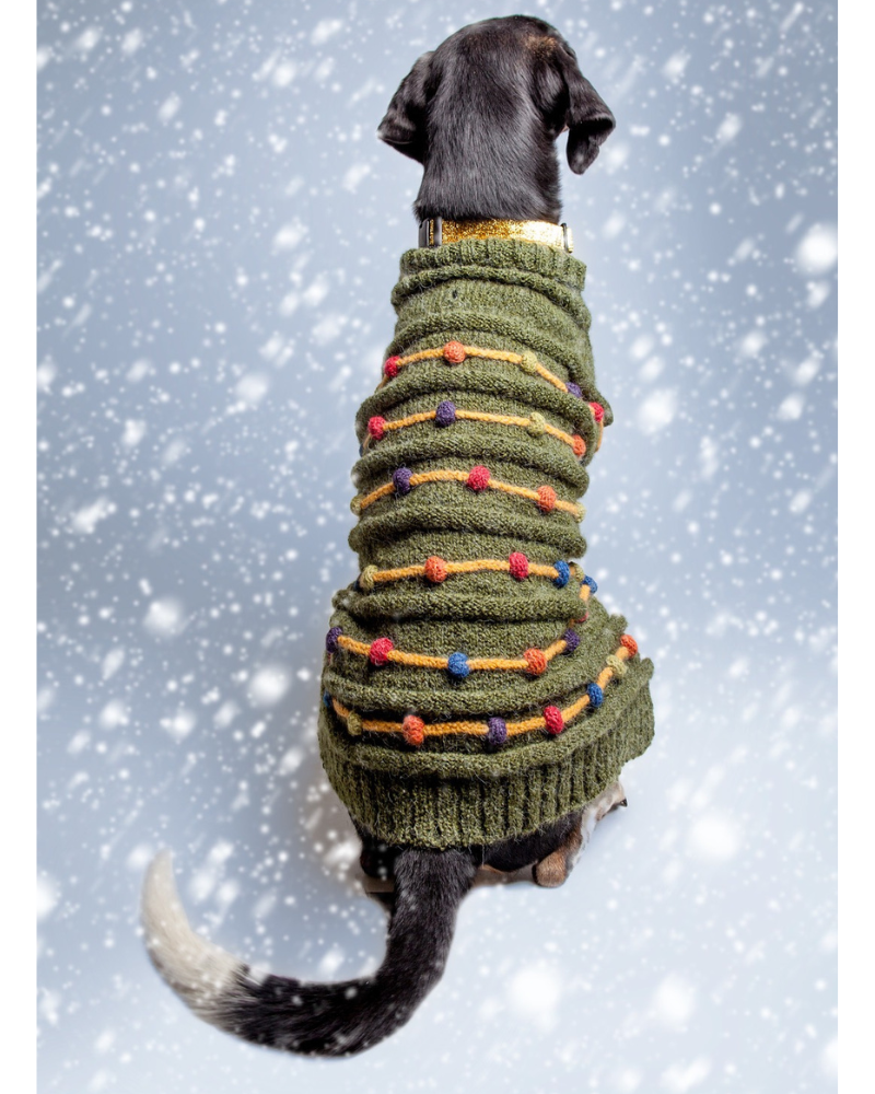 Christmas Tree Hand Knit Dog Sweater