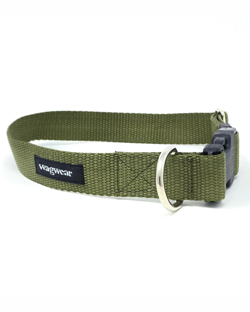 WAGWEAR Nylon Metropolitan Collar in Olive Green DOG CO