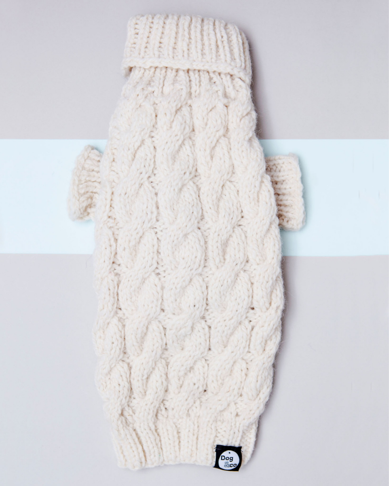 Natural Cable Knit Dog Sweaters