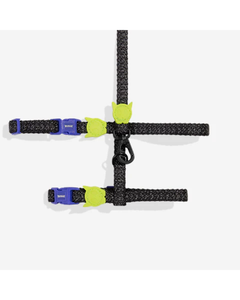 Cat Harness with Leash in Nox Black Reflective Cat ZEE.DOG   