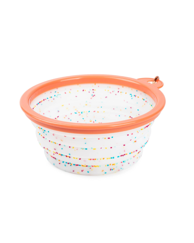 Collapsible Silicone Travel Bowl in Confetti dog bowl CORE HOME   