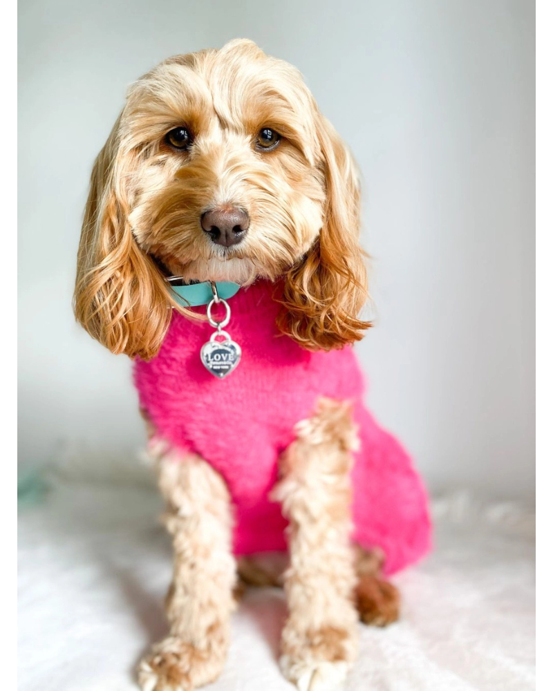 Hot Pink Fluffy Dog Sweater Wear LOUIS BARX   