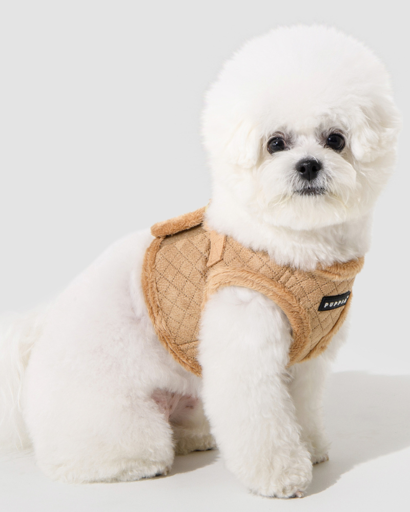 Douglas Quilted Vest Harness in Beige or Black Walk PUPPIA   