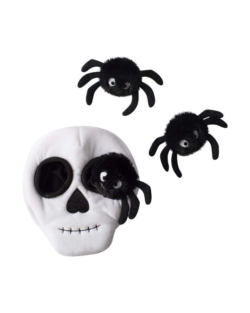 Skull + Spiders Hide-and-Seek Plush Dog Toy Play FRINGE STUDIO   