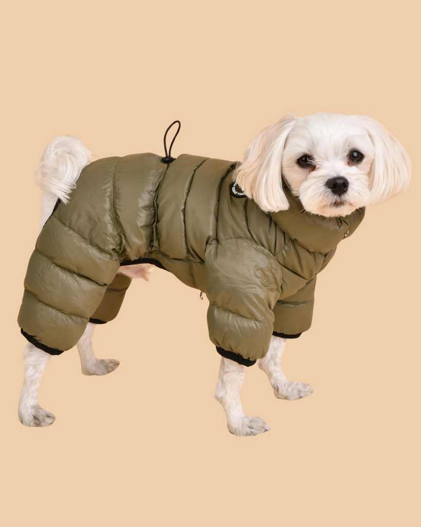 Ultra Light Insulated Winter Puffer Jumpsuit in Dark Khaki Wear PUPPIA   