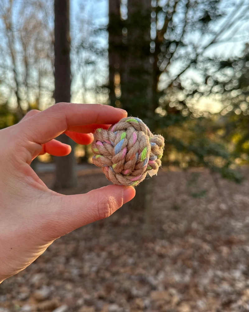 Natural Hemp Ball Rope Dog Toy Play KNOTTY PAWZ Small (1.5" x 1.5")