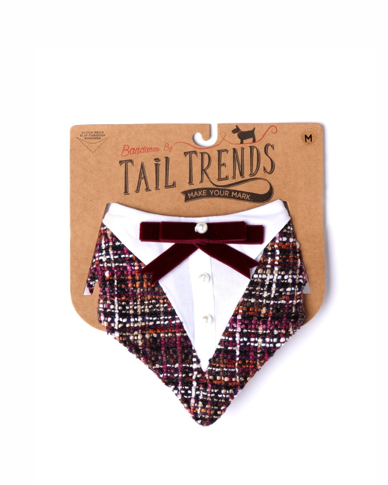 Vivian Formal Dog Bandana w/ Velvet Bow Wear TAIL TRENDS