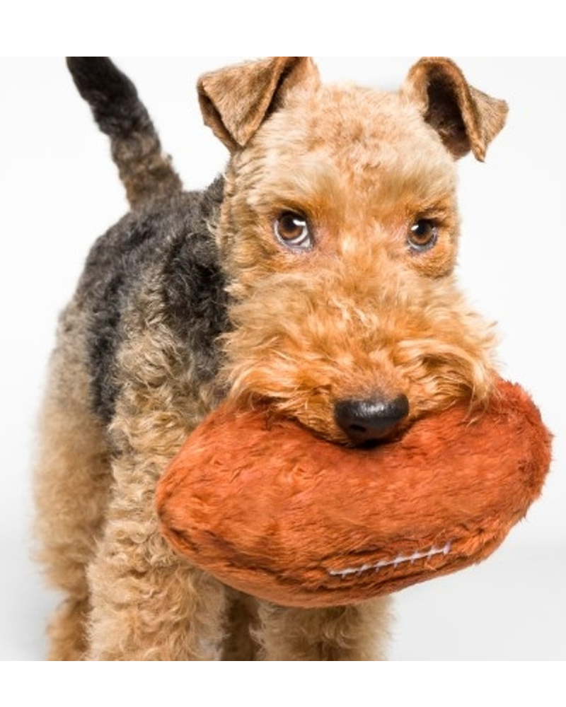 Plush + Squeaky Football Dog Toy Play FLUFF & TUFF   