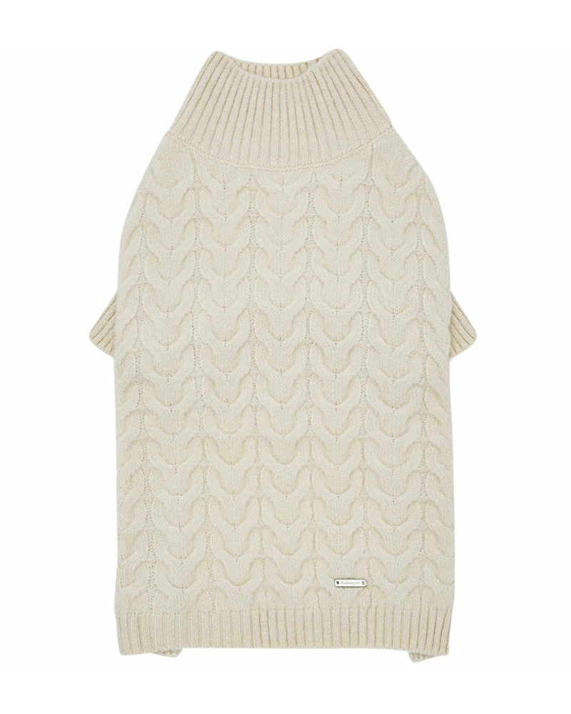 Fuzzy Knit Dog Turtleneck Sweater in Ivory Wear BLUEBERRY PET