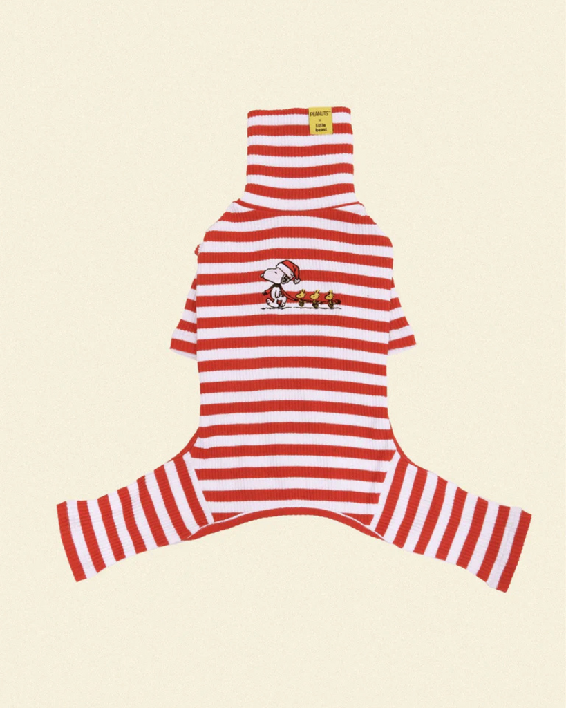 Snoopy and Woodstock Stripe Dog Onesie Wear LITTLE BEAST