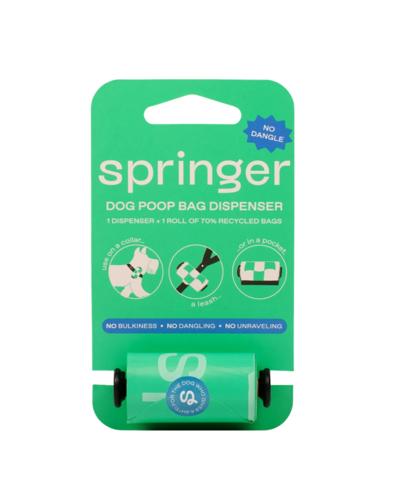 Dog Poop Bag Dispenser Holder + Roll WALK SPRINGER Black  