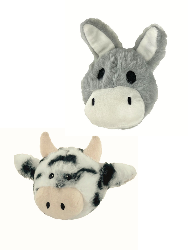 Cow & Donkey EZ Squeaky Dog Toy Set Play PET LOU