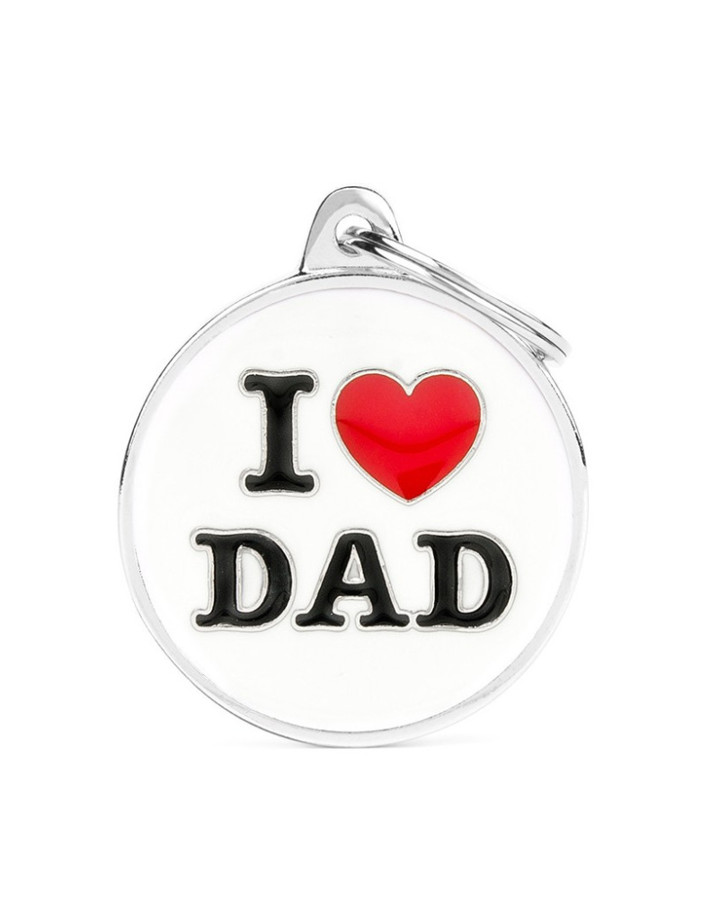 I Love Dad Custom Circle Pet ID Tag Wear MY FAMILY   