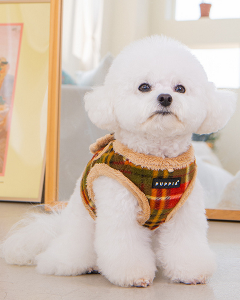 Soft Fleece Step-In Dog Harness In Plaid WALK PUPPIA   