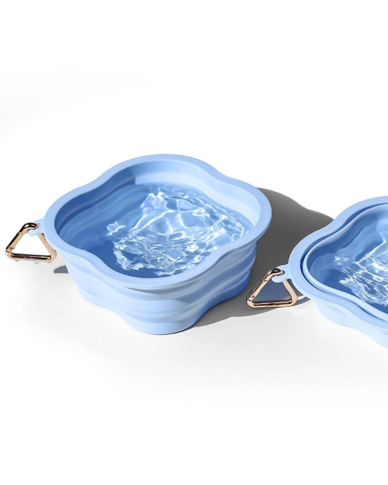 Collapsible Silicone Water Bowl EAT BOP POP PETS Powder Blue  