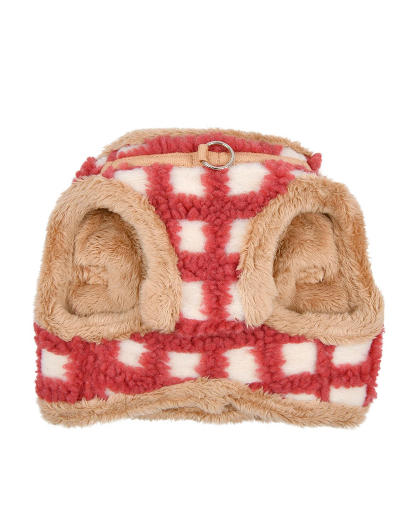 Soft Fleece Step-In Dog Harness In Coral Waffle Pattern WALK PUPPIA   