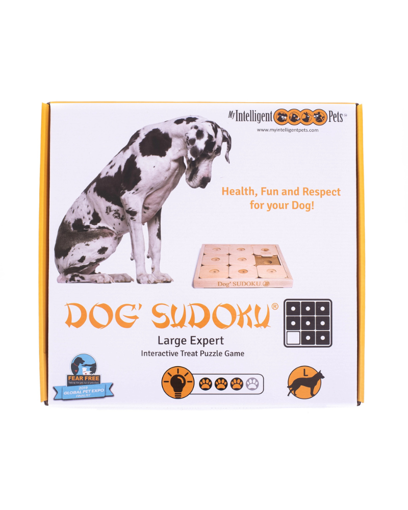 Large Square Sudoku Dog Treat Puzzle Game in Wood (9 Squares) Play MY INTELLIGENT PETS