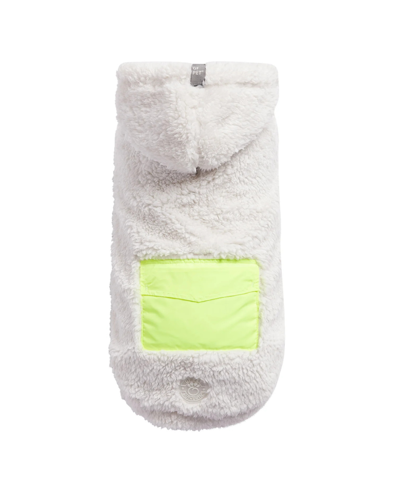 Cozy Dog Hoodie in White Sherpa Wear GF PET