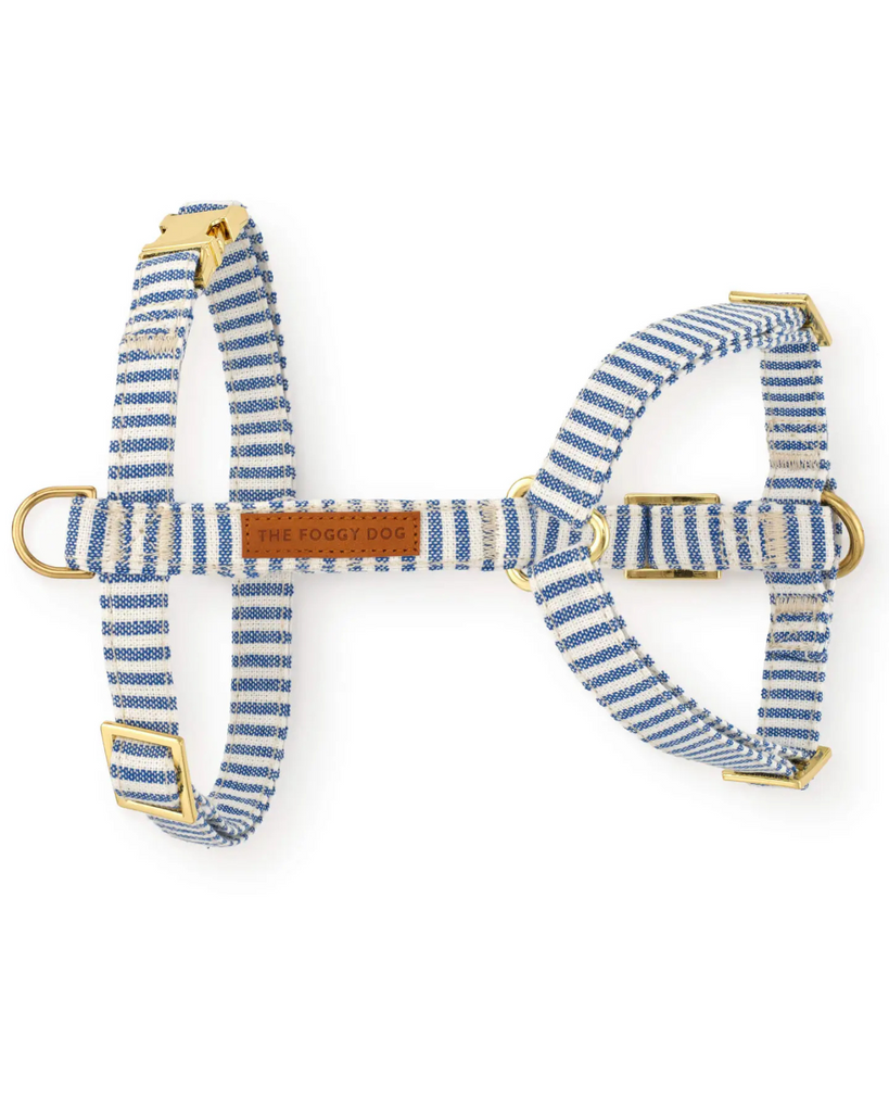 Lake Blue Stripe Dog Harness WALK THE FOGGY DOG