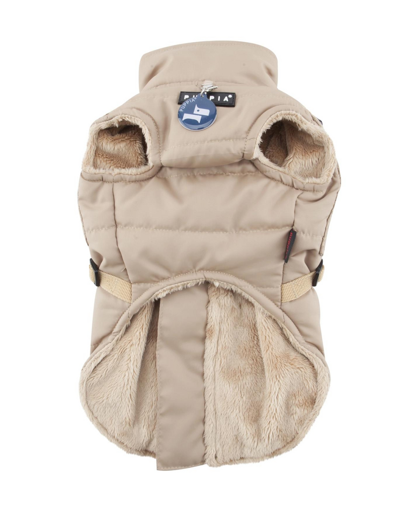 Wilkes Winter Harness Dog Jacket In Beige Wear PUPPIA   