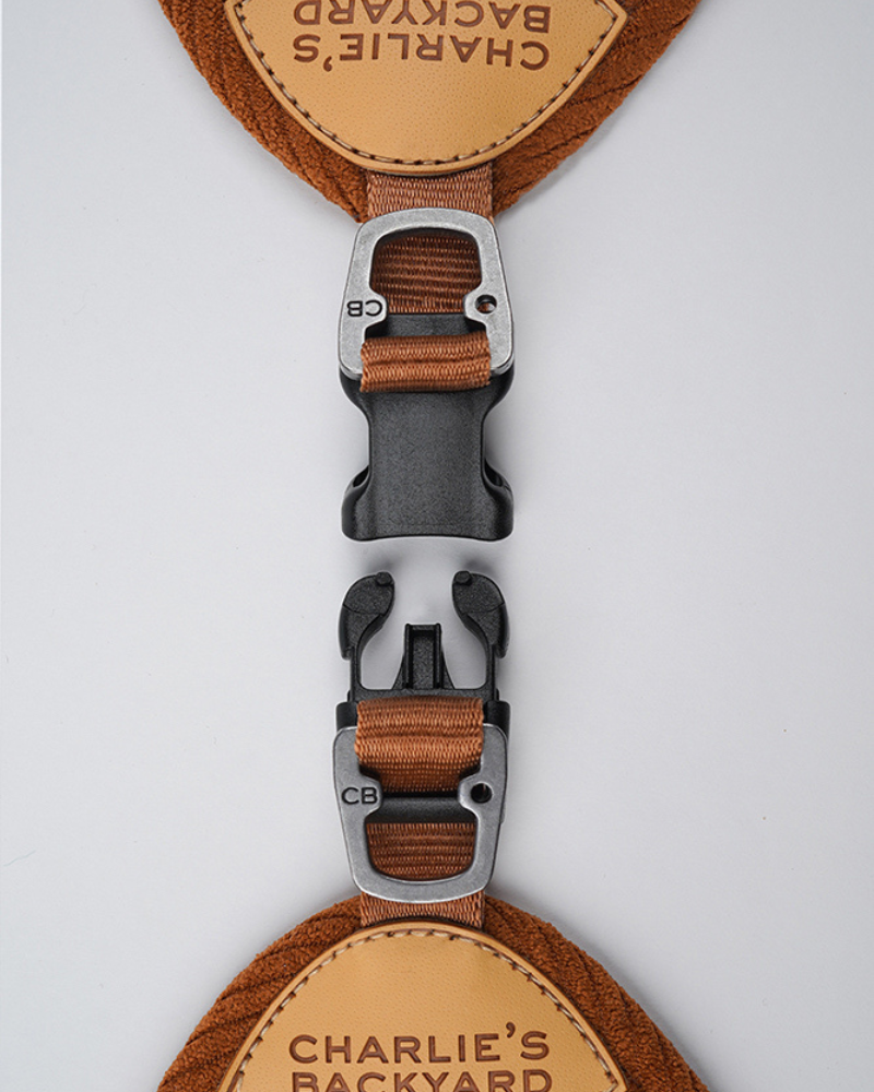 Corduroy Buckle Up Easy Dog Harness in Caramel