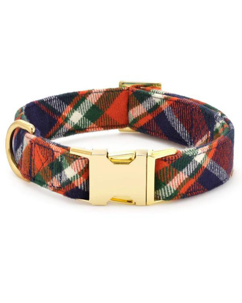 Dakota Plaid Flannel Dog Collar (Made in the USA) WALK THE FOGGY DOG   