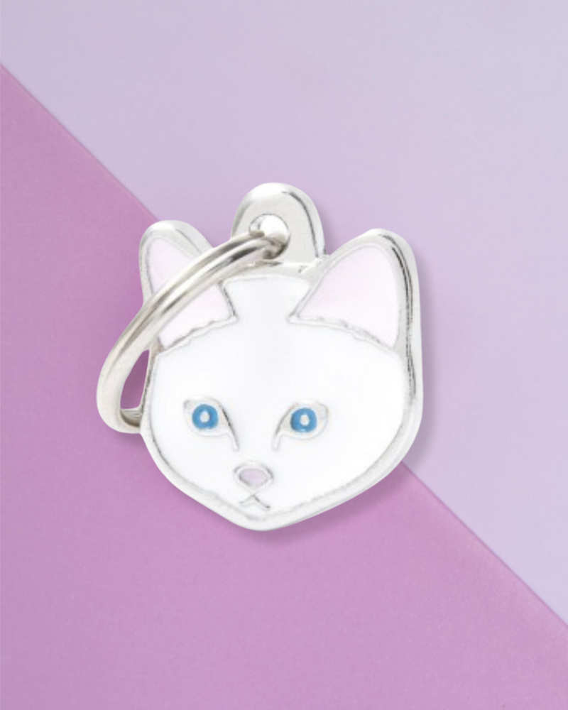 White Cat Custom Pet ID Tag Wear MY FAMILY   