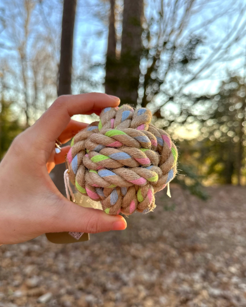 Natural Hemp Ball Rope Dog Toy Play KNOTTY PAWZ