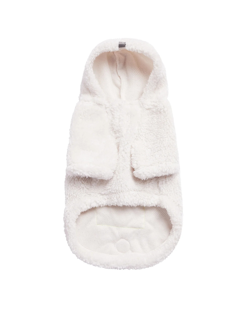 Cozy Dog Hoodie in White Sherpa Wear GF PET