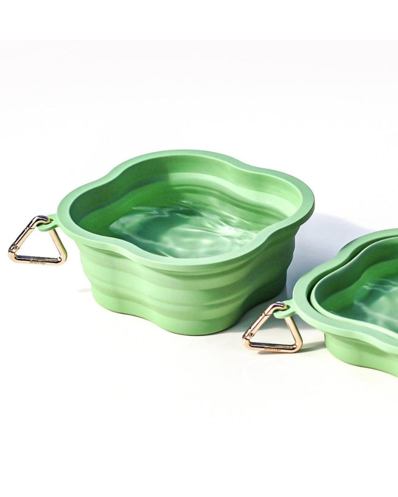 Collapsible Silicone Water Bowl EAT BOP POP PETS Lime Green  