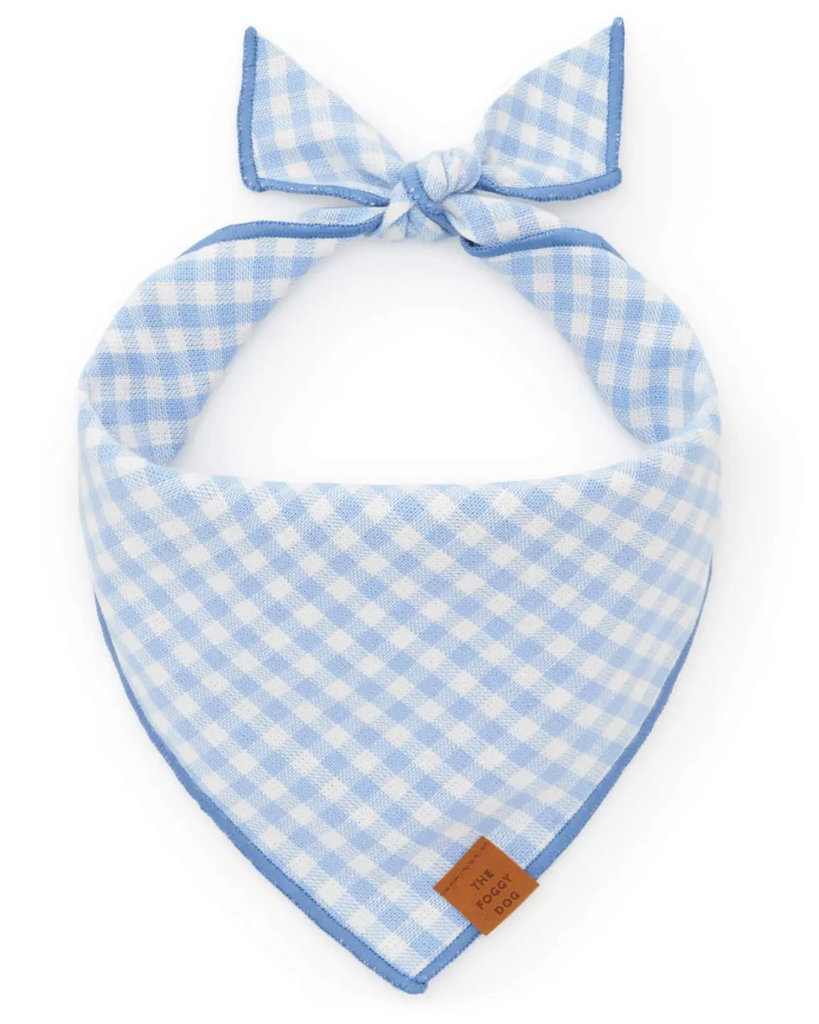 Sky Blue Gingham Spring Dog Bandana (Made in the USA) Wear THE FOGGY DOG