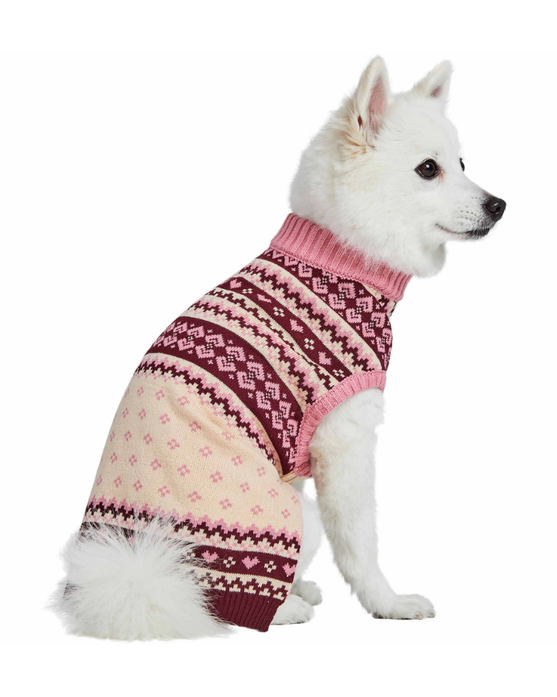 Hearts Fair Isle Dog Turtleneck Sweater Wear BLUEBERRY PET