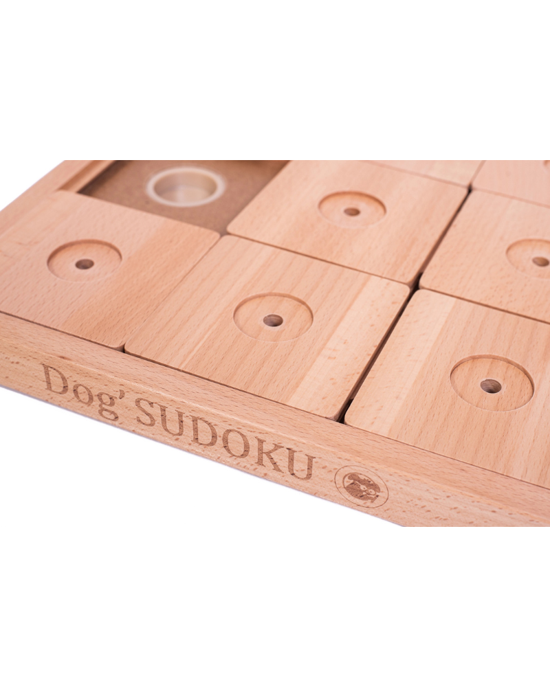 Large Square Sudoku Dog Treat Puzzle Game in Wood (9 Squares) Play MY INTELLIGENT PETS