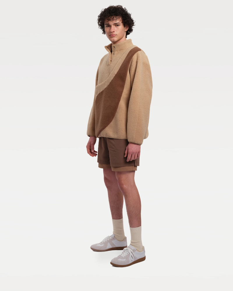 Fleece Pullover with Built-In Pet Pouch Carrier in Classic Tan Carry RIIKYU