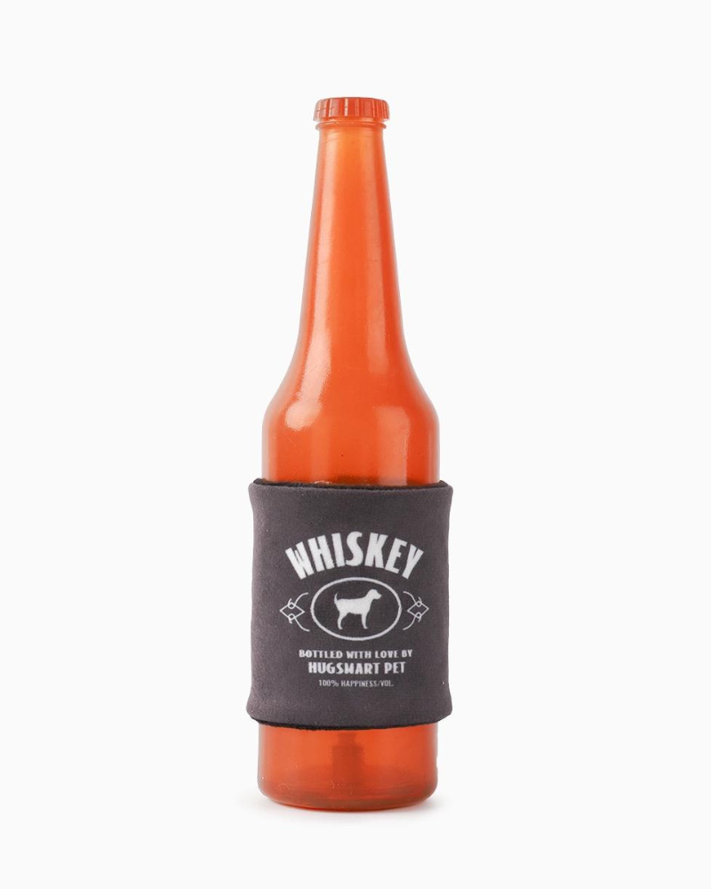 Whiskey Bottle Rubber Dog Toy Play HUGSMART   