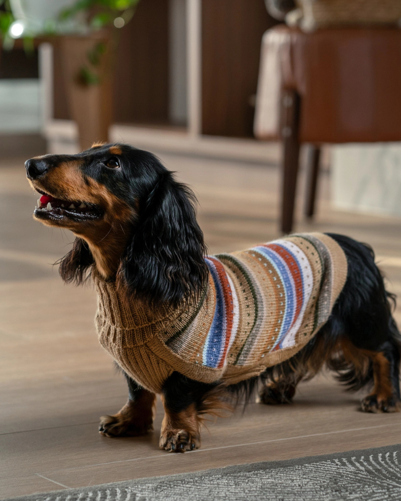 Earthy Stripes Alpaca Dog Sweater Wear ALQO WASI   