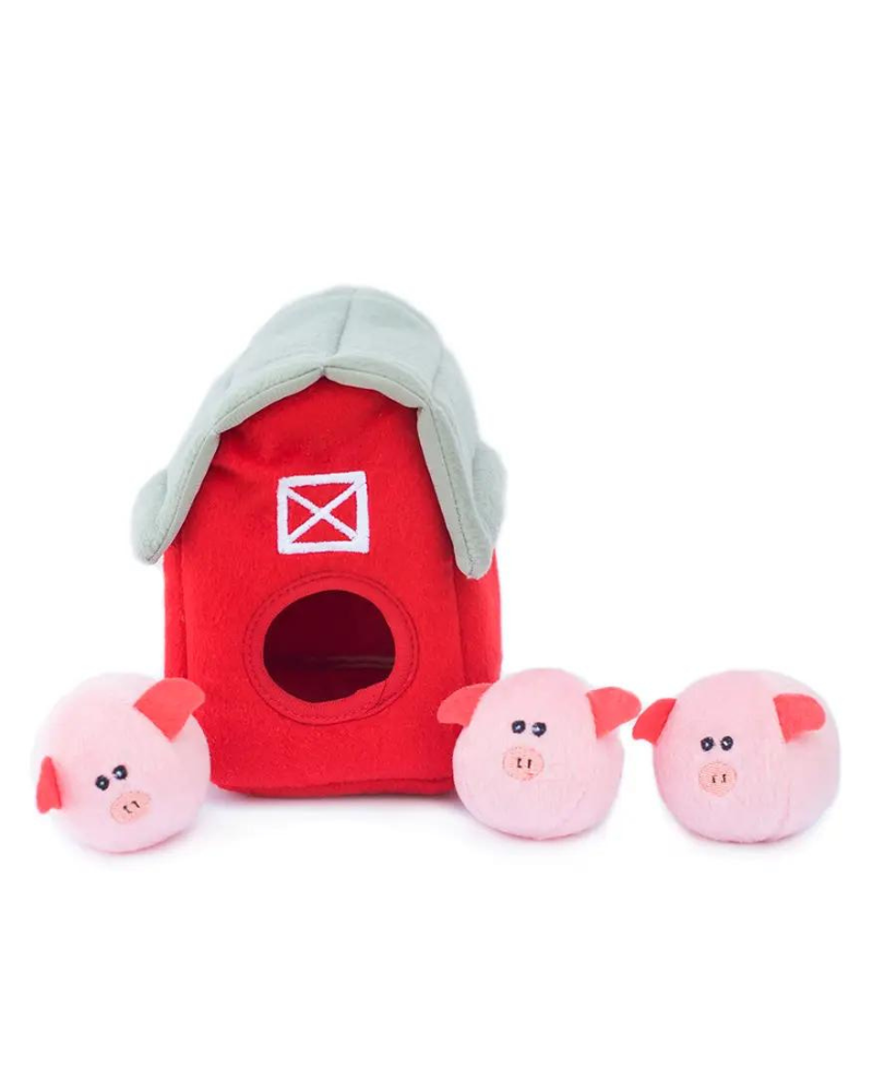 Pigs in a Barn Burrow Dog Toy PLAY ZIPPY PAWS   