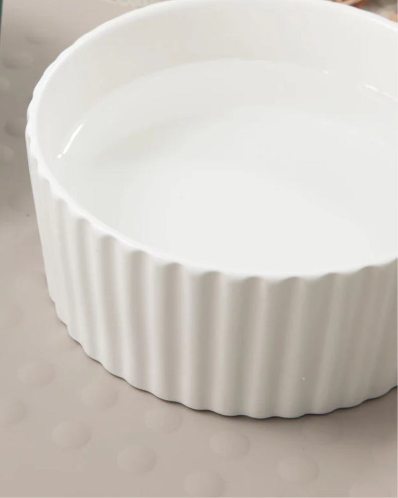 Ripple Ceramic Dog Bowl in White Eat WAGGO