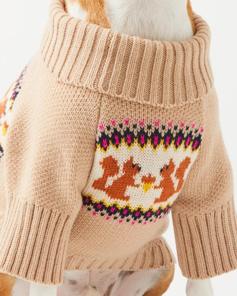 Squirrel Cable Knit Dog Sweater Wear THE FOGGY DOG   