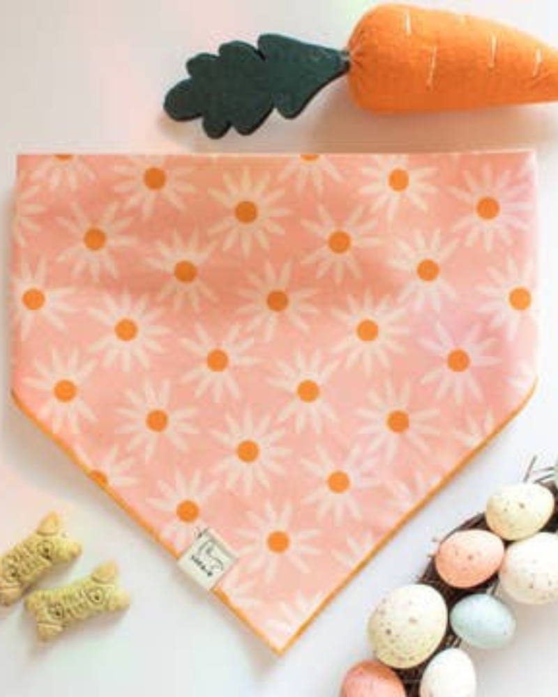 Pink Retro Daisies Bandana (Made in the USA) (FINAL SALE) Wear LUCA AND B