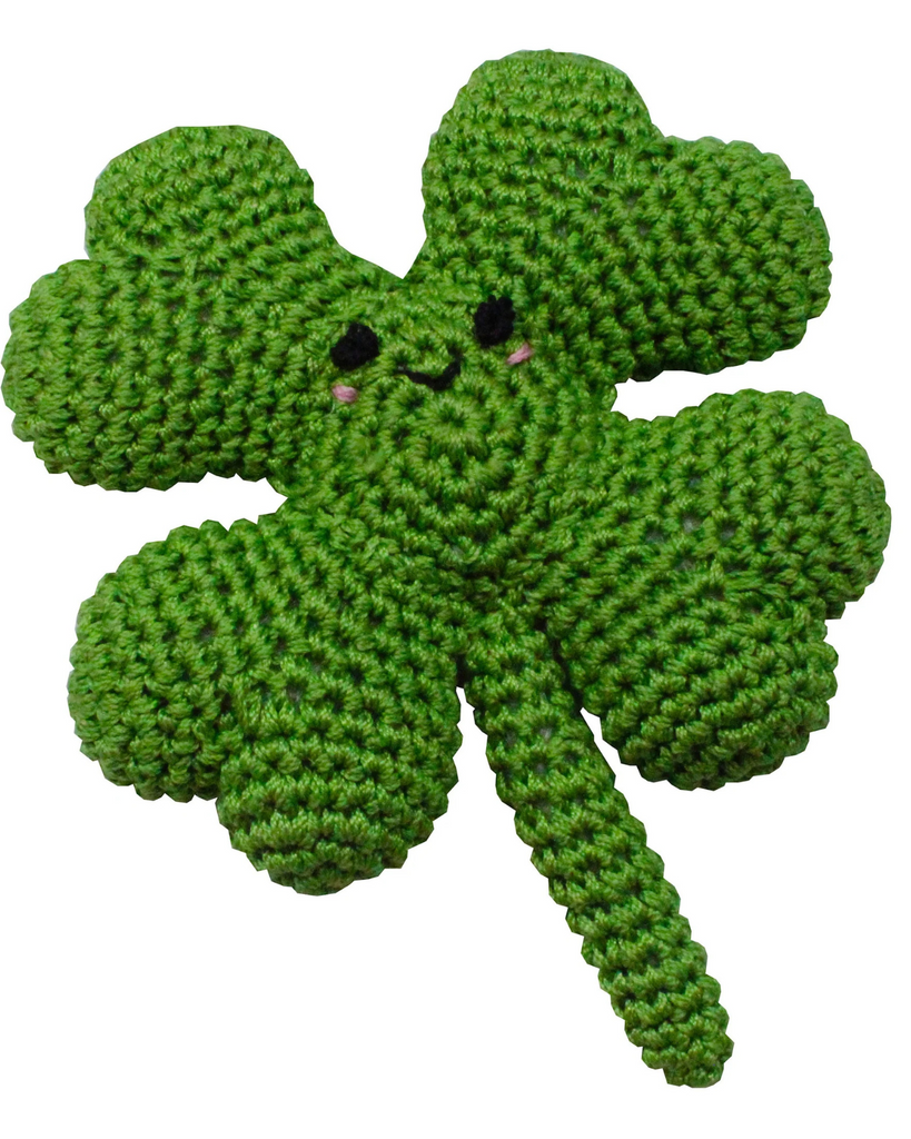 Lucky Four Leaf Clover Organic Cotton Knit Dog Toy PLAY KNIT KNACKS