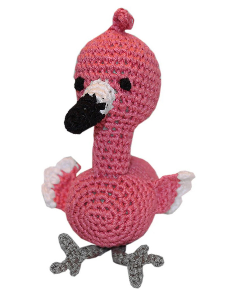 Fergie the Flamingo Organic Cotton Knit Dog Toy PLAY KNIT KNACKS