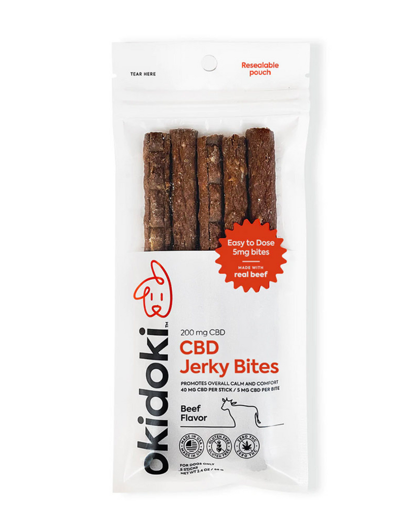 CBD Jerky Bites in Beef Flavor (200 mg Five Pack) (Made in the USA) EAT OKIDOKI PETS