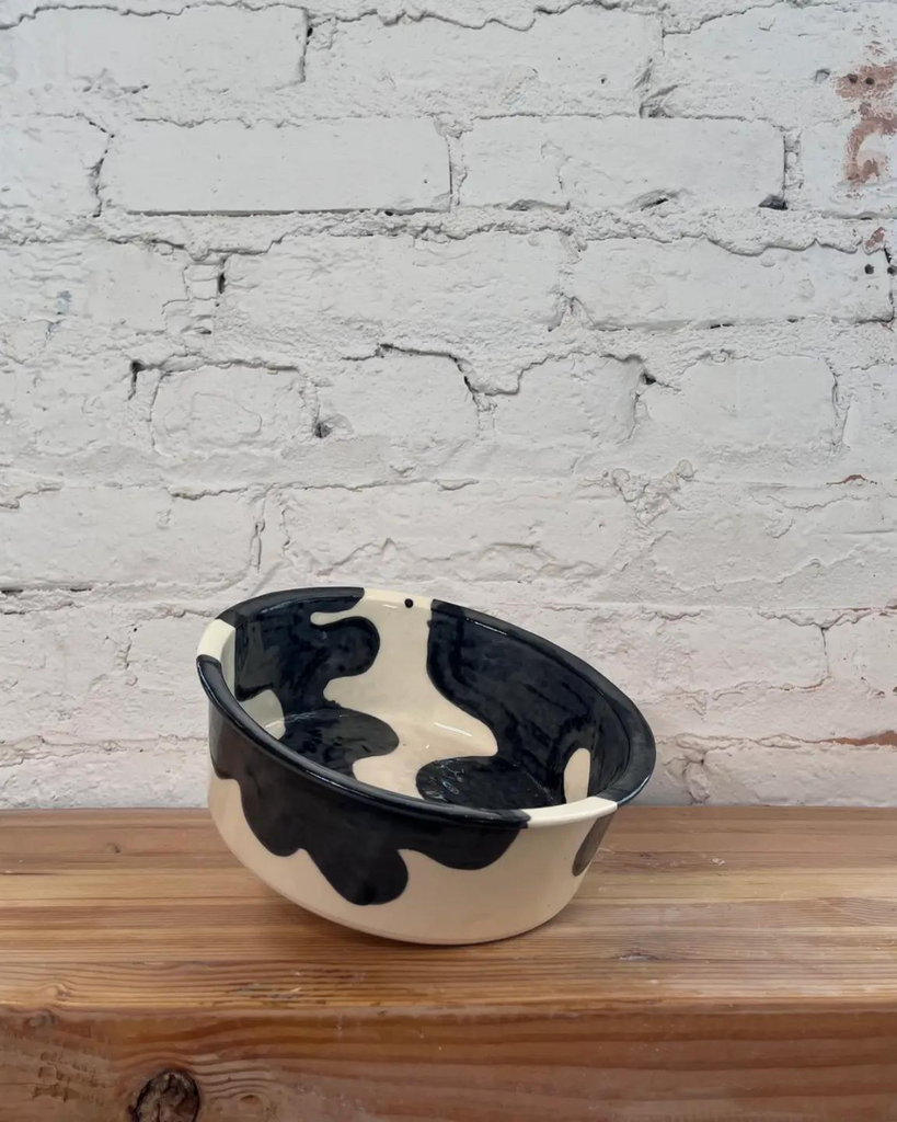 Handmade Ceramic Dog Bowl in Cow Print (Made in the USA) EAT RISE AND SHINE CERAMICS   