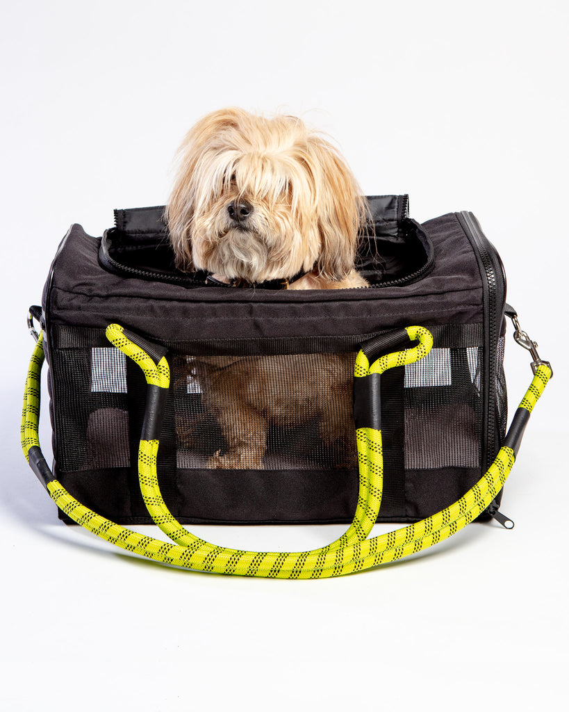 Out-Of-Office Airline Compliant Pet Carrier in Black w/ Neon Yellow (Pro Edition) Carry ROVERLUND