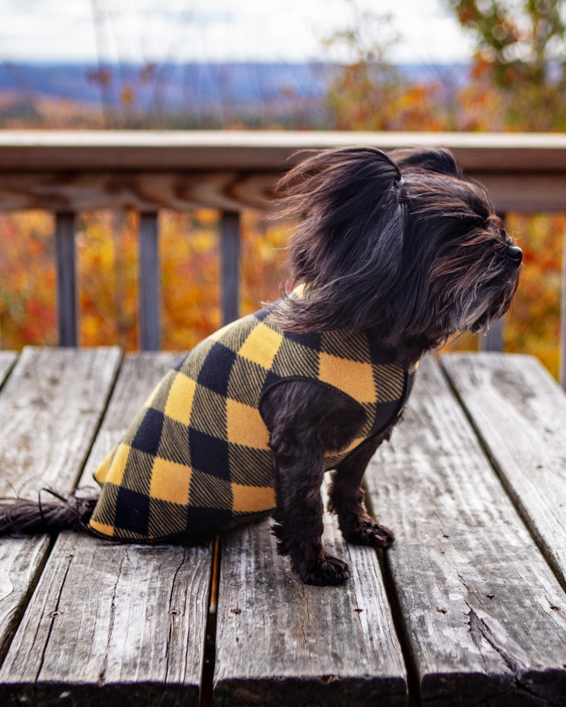 Stretch Fleece Pullover in Yellow Buffalo Plaid (Made in the USA) Wear GOLD PAW   