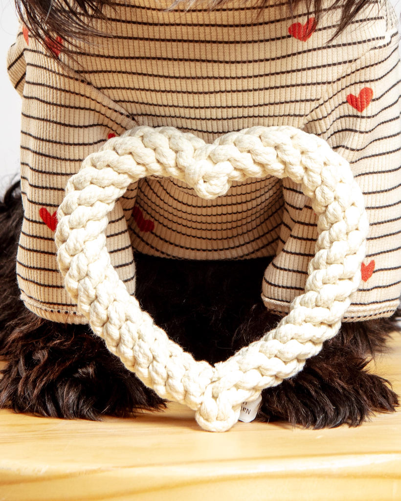 Natural White Heart Dog Rope Toy Play KNOTTY PAWS